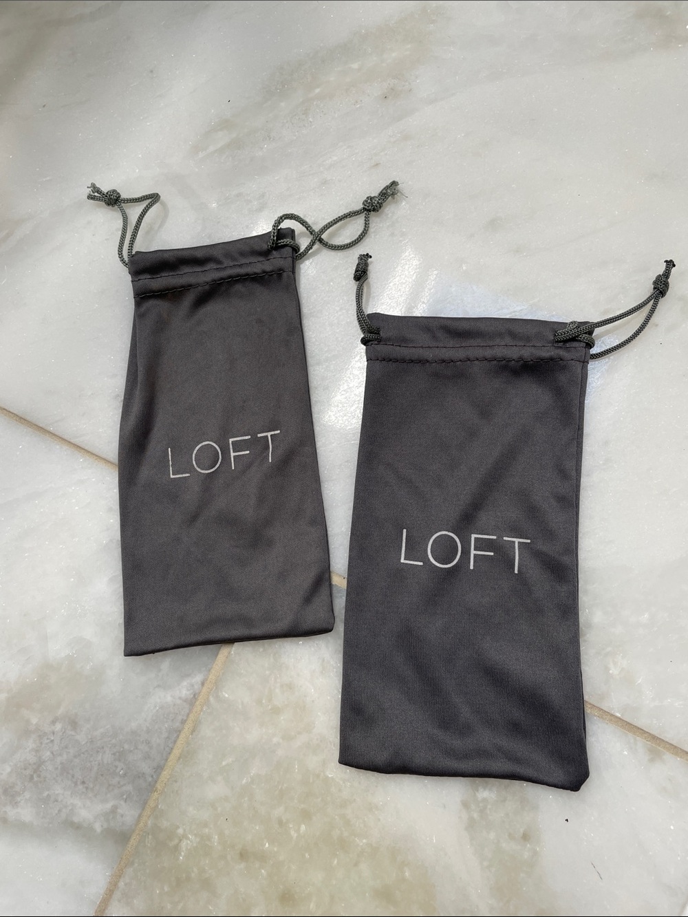 LOFT Black Drawstring Logo Pouches (Set of 2)